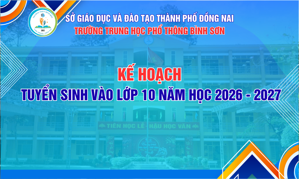 Trường THPT Bình Sơn thông báo tuyển sinh năm học 2026 - 2027